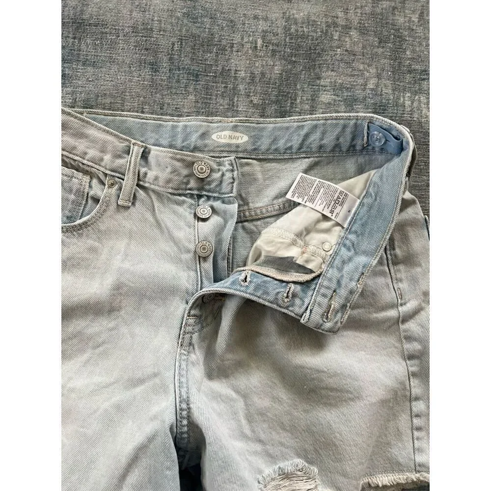 Old Navy Light Wash High Rise Button Fly Distressed Cut Off Shorts Girls 16